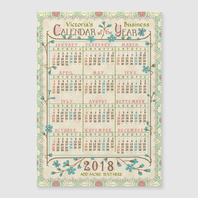 Calendario de 2018 (consulte Descripción de la nue (Anverso)