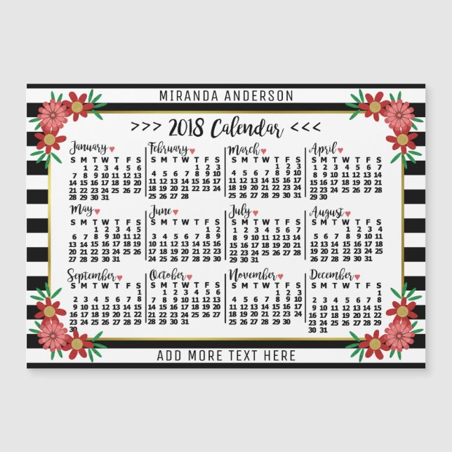 Calendario de 2018 (consulte Descripción de la nue (Anverso)