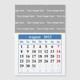 Calendario de 2022 de agosto Tarjeta magnética