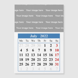 Calendario de 2022 de julio Tarjeta magnética
