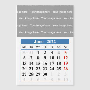Calendario de 2022 de junio Tarjeta magnética