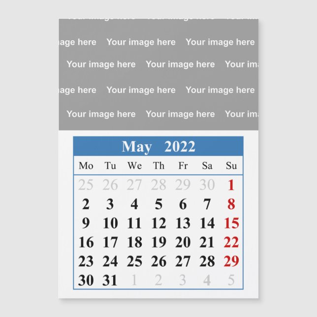 Calendario de 2022 de mayo Tarjeta magnética (Anverso)