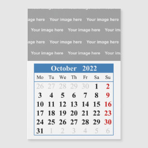 Calendario de 2022 de octubre Tarjeta magnética