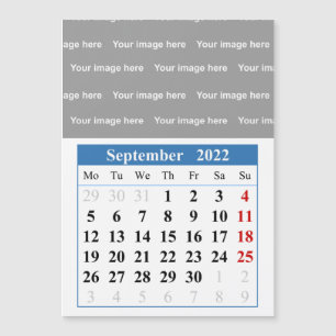 Calendario de 2022 de septiembre Tarjeta magnética