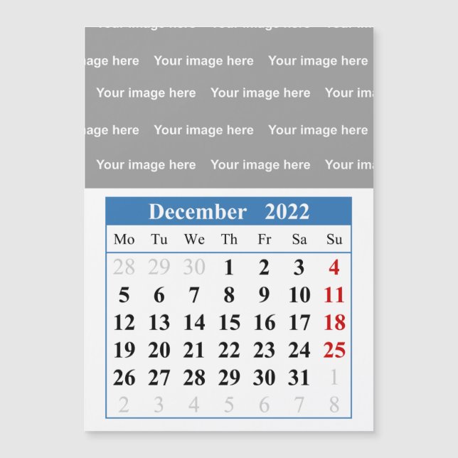 Calendario de 2022 diciembre Tarjeta magnética (Anverso)
