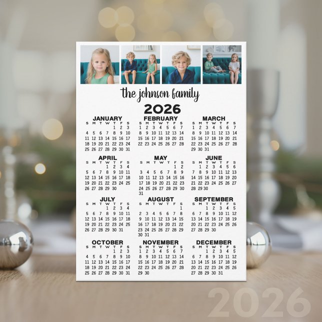 Calendario de 2023 de vista de año completo con 4  (2026 Calendar Card)