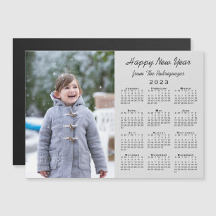 Calendario de 2023 Feliz Año Nuevo Fotos Gris Magn
