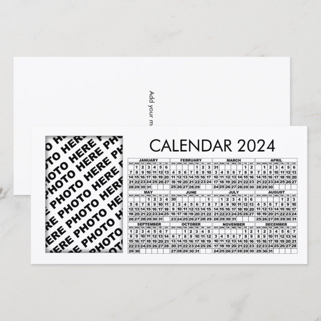 Calendario de 2024 Añadir 1 tarjeta de foto vertic (Anverso / Reverso)