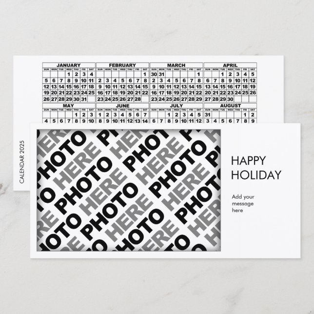 Calendario de 2025 Añadir 1 foto tarjeta simple (Anverso / Reverso)