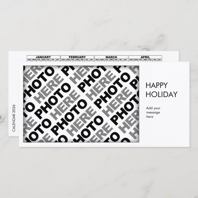 Calendario de 2026 Añadir 1 foto tarjeta simple (Anverso / Reverso)