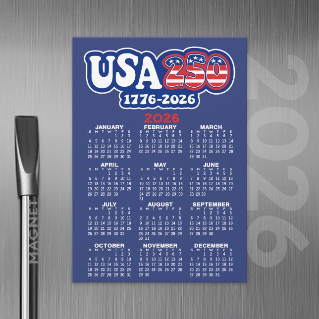 Calendario de 2026 Estados Unidos 250 cumpleaños 1 (2026 Calendar with a USA 250 Theme)