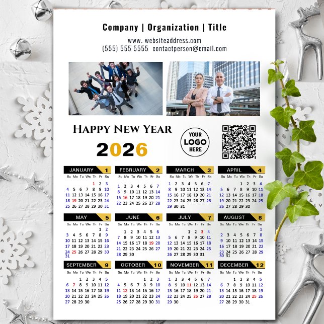 Calendario de 2026 Logo de fotos empresariales QR  (Subido por el creador)