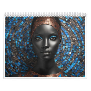 Calendario de 2027 de 12 meses con mujeres negras