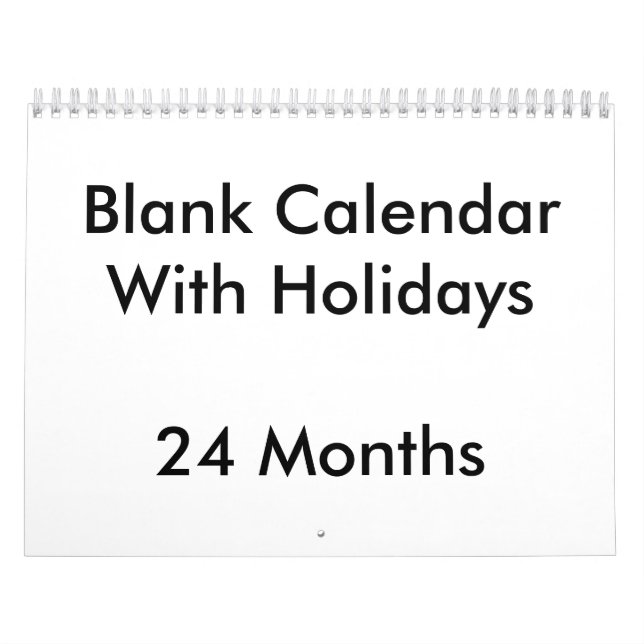 Calendario De 24 Meses En Blanco Con Vacaciones (Tapa)