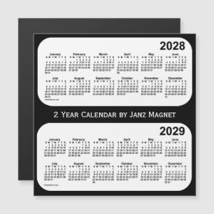 Calendario de 2 años negro y blanco 2028-2029 de J