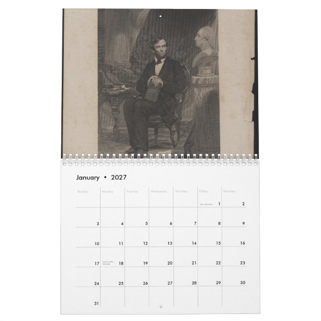 Calendario de Abraham Lincoln (Jan 2027)