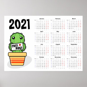 Calendario de abrazos gratis Póster 2021 - inicio 