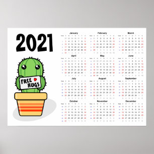 Calendario de abrazos gratis Póster 2021 - inicio 
