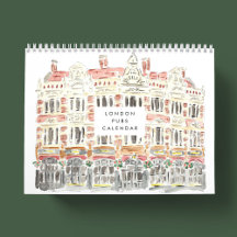 Calendario de acuarela de Pubs de Londres