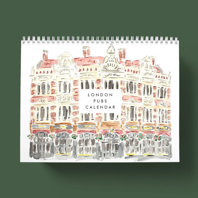 Calendario de acuarela de Pubs de Londres (London Pubs Watercolor Painted Wall Calendar)