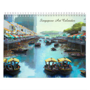 Calendario de acuarelas de arte de Singapur