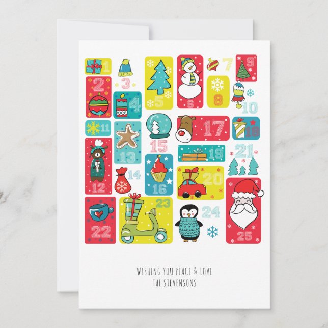 Calendario de Adviento Dibujo estilo Navidad (Anverso)