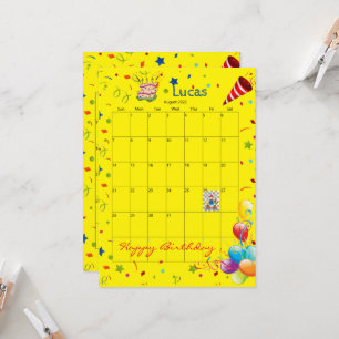 Calendario de Agosto de 2022 Invitación feliz cump