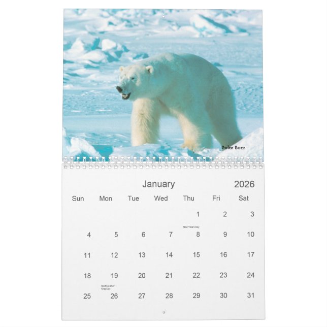 Calendario de Alaska de la fauna (Jan 2026)