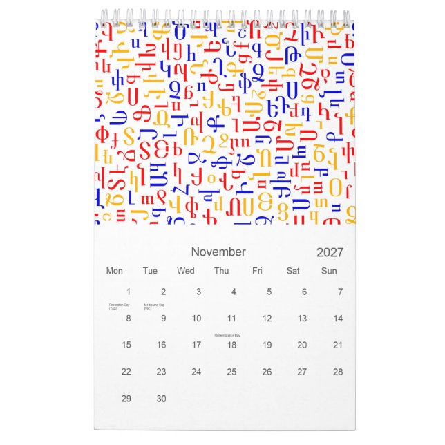 Calendario de alfabetos (Nov 2027)