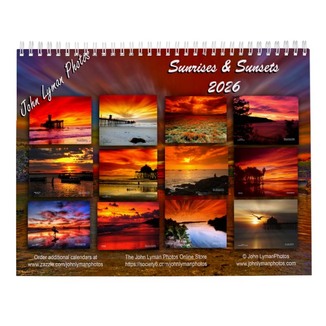 Calendario de amaneceres y atardeceres de 2026 (Reverso)