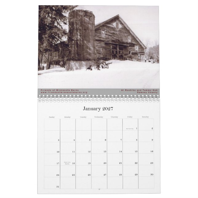 Calendario de Amigos de los Bares de Minnesota 201 (Jan 2027)