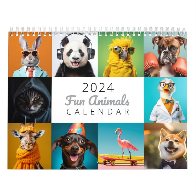 Calendario de Animales divertidos 2024 (Tapa)