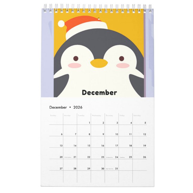 Calendario de animales kawaii 2021 (Dec 2026)