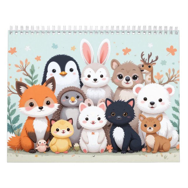 Calendario de animales para 2026 - Estilo Kawaii A (Tapa)