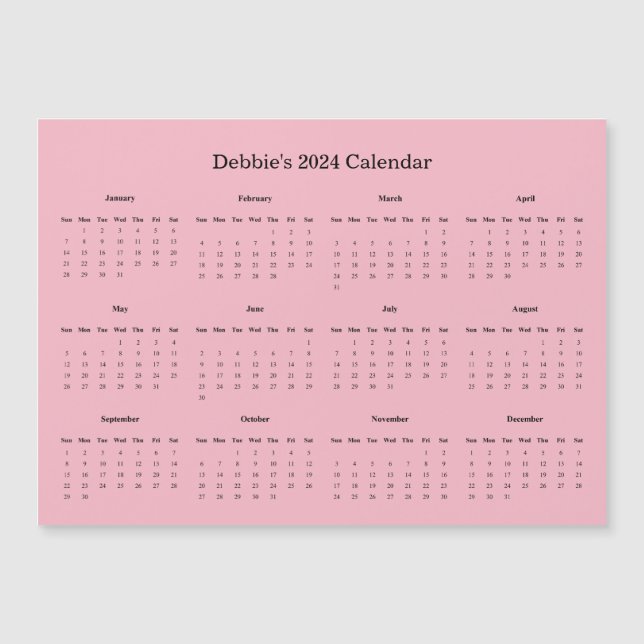 Calendario de año completo del Personalizable 2024 (Anverso)