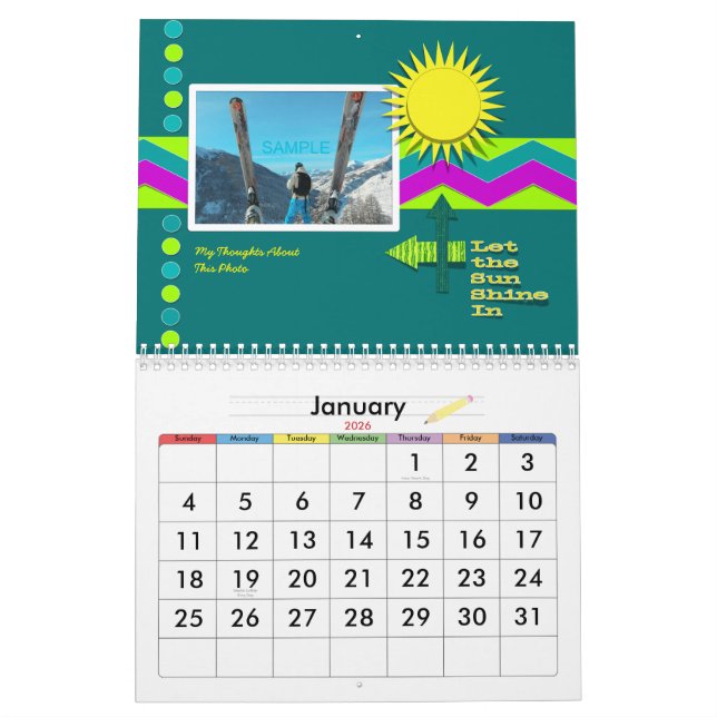 Calendario de año de la familia de Scrapbook (Jan 2026)