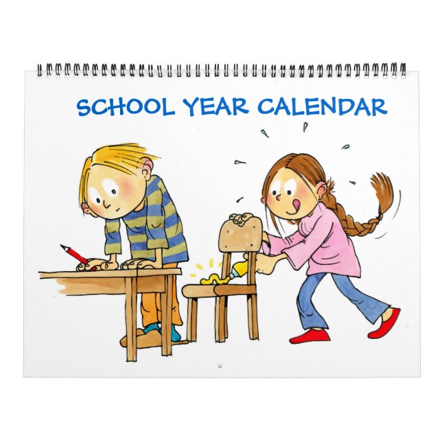 Calendario de Año Escolar Azul Grande Para Niños (Tapa)