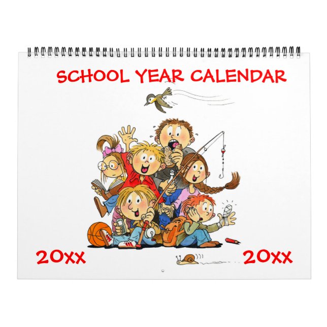 Calendario de Año Escolar Rojo Grande Para Niños (Tapa)