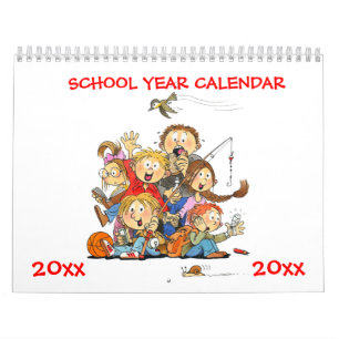 Calendario De Año Escolar Rojo Para Niños