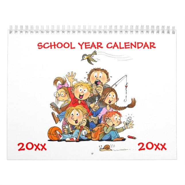Calendario De Año Escolar Rojo Para Niños (Tapa)