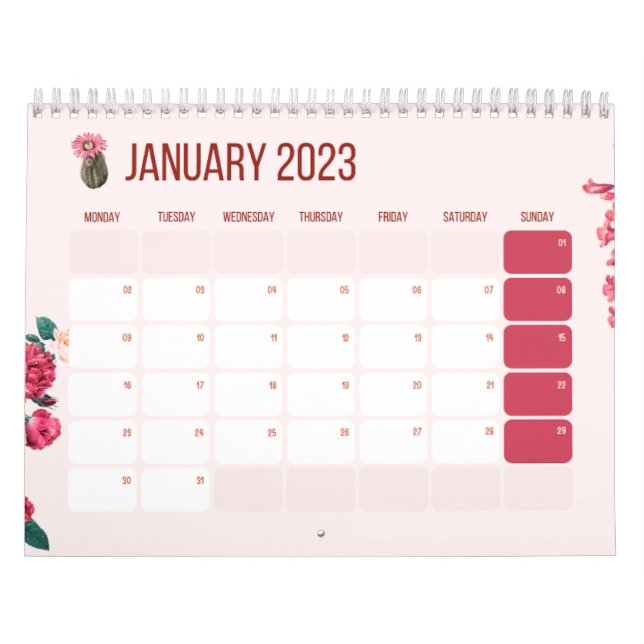 Calendario de Año Nuevo 2023, Flores, enero (Tapa)