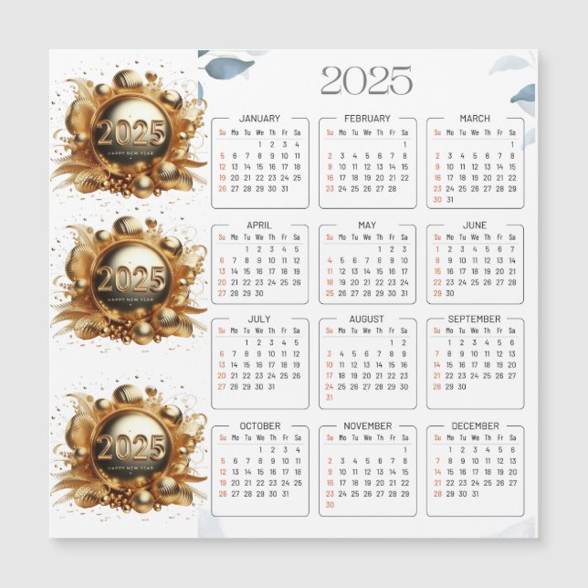 Calendario de Año Nuevo 2025 para ella (Anverso)