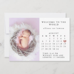 Calendario de anuncio de nacimiento
