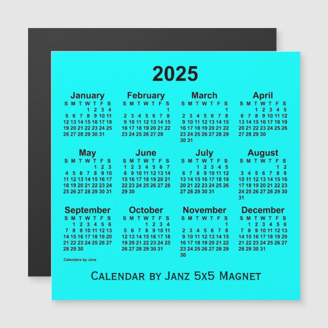 Calendario de Aqua 2025, por Janz 5x5 Magnet (Anverso/Reverso)