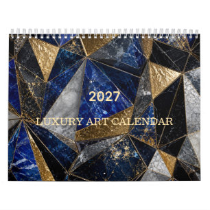 Calendario de Arte Abstracto de Lujo Azul Negro y