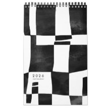 Calendario de Arte Abstracto en Blanco y Negro