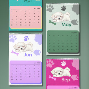 Calendario de Arte de Cachorro Brillante y Adorabl