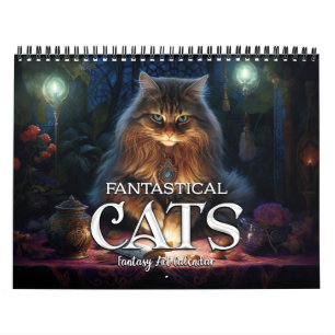 Calendario de Arte de Fantasía de Gatos Fantástico