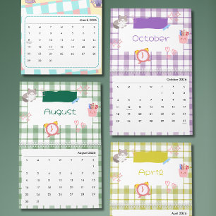 Calendario de Arte de Gatito Kawaii Brillante