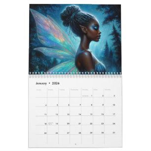Calendario de arte de hadas de Chica negro